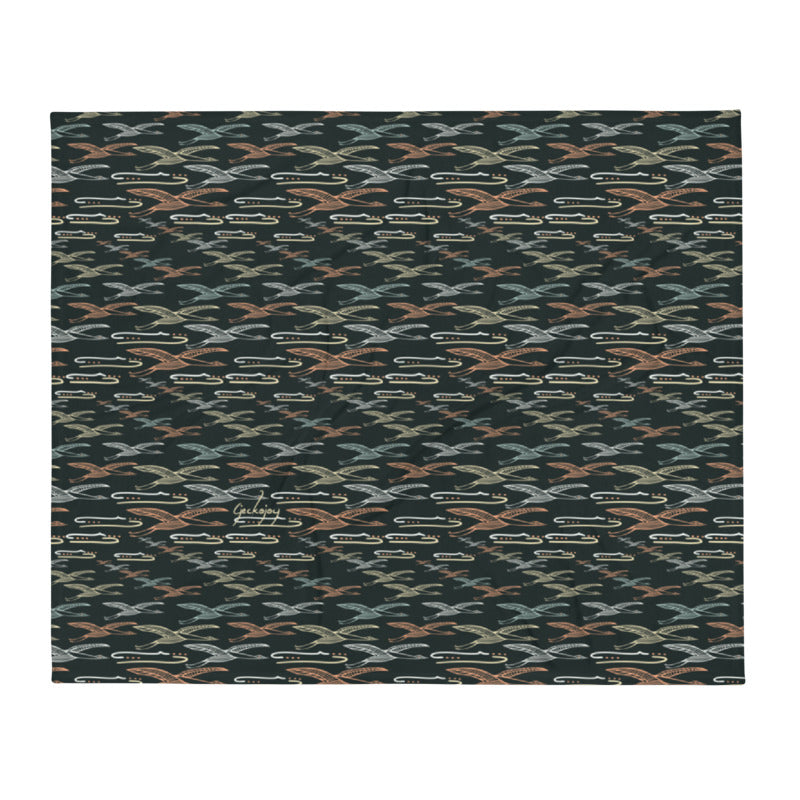 Gliding Through Blue Skies Charcoal Throw Blanket-Geckojoy