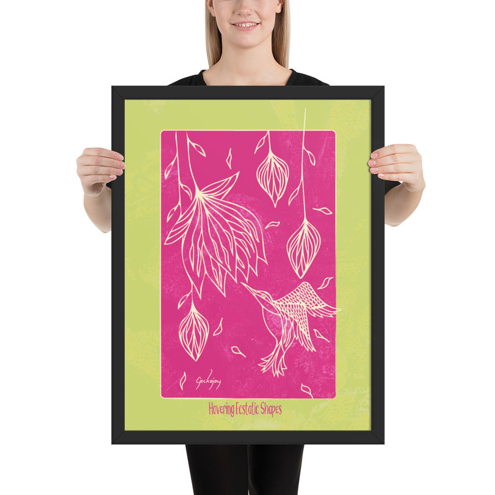 Hovering Ecstatic Shapes Framed Print-Geckojoy