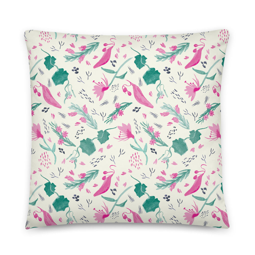 Watercolour Wildflower Indoor Pillow-Geckojoy