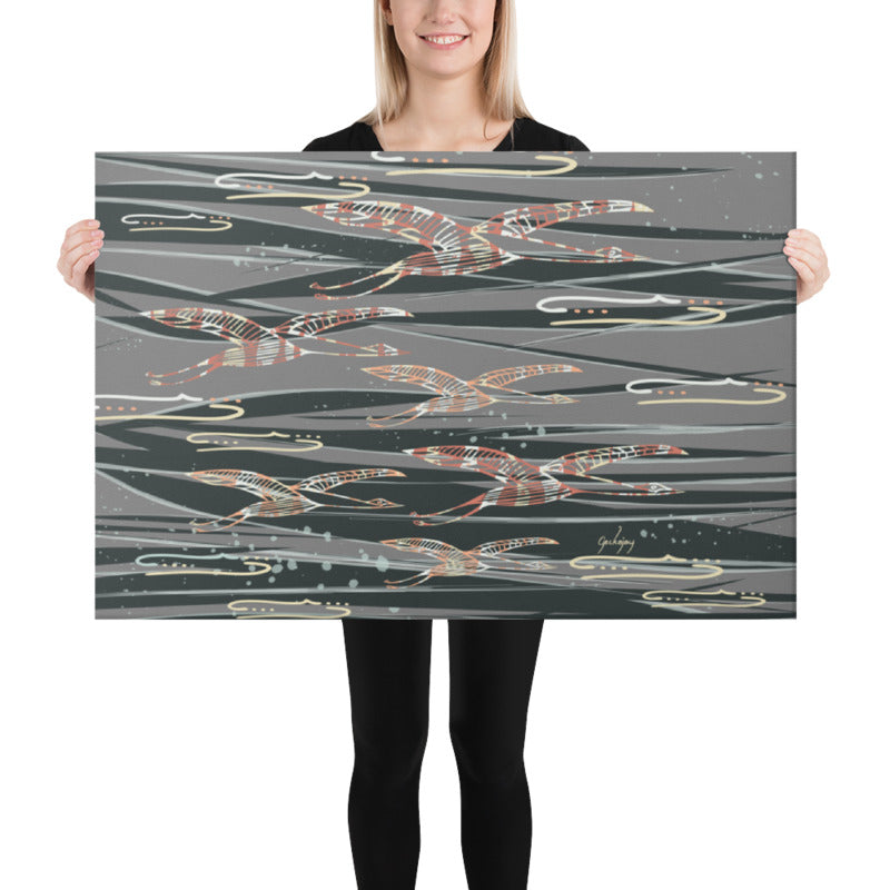 Gliding Through Blue Skies Sonic Silver Canvas Print-Geckojoy