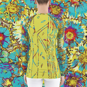 Painted Flowers Women's Rash Guard-Geckojoy