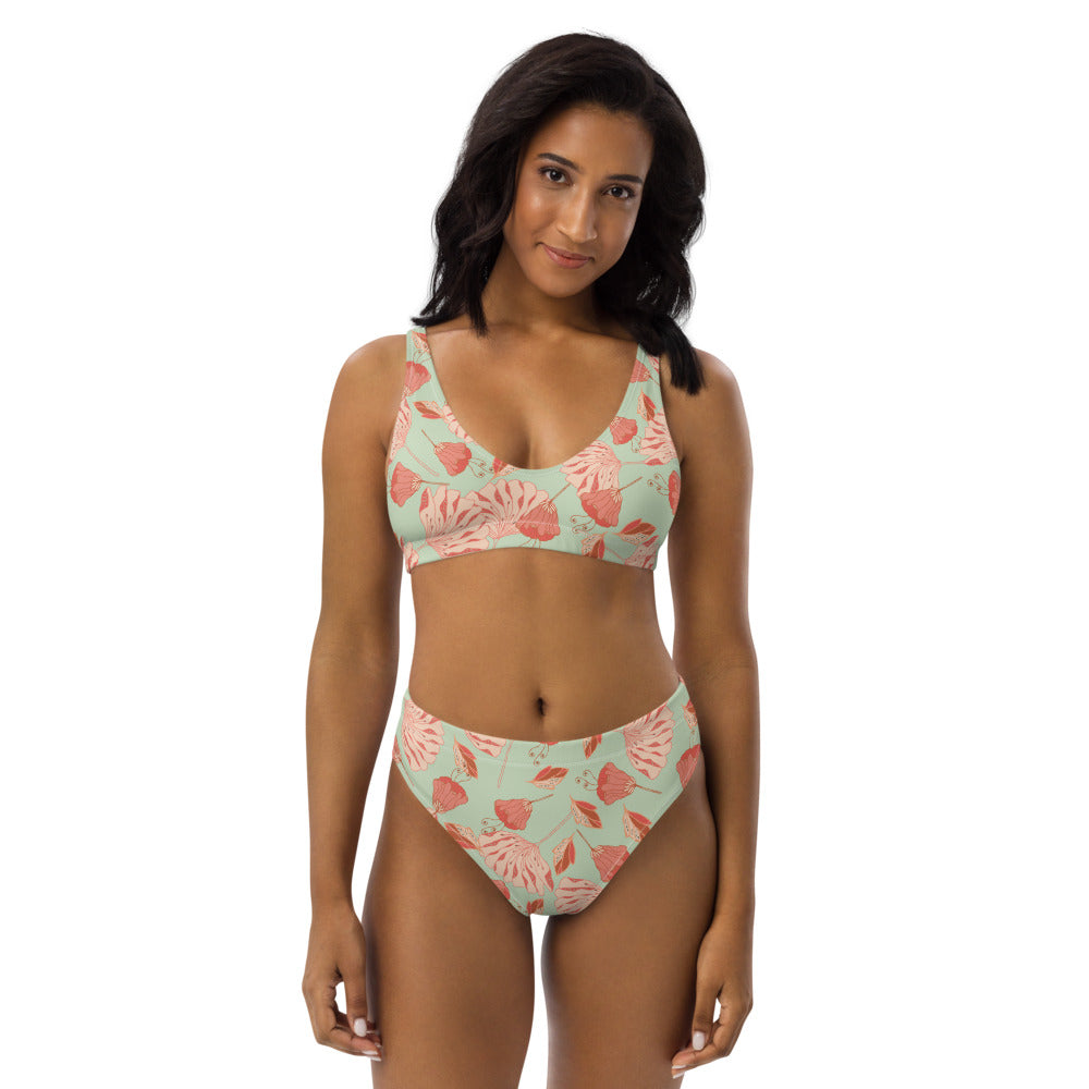 Tossed Blossoms Recycled High-waisted Bikini-Geckojoy