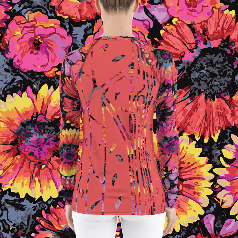 Floating Flowers Women's Rash Guard-Geckojoy