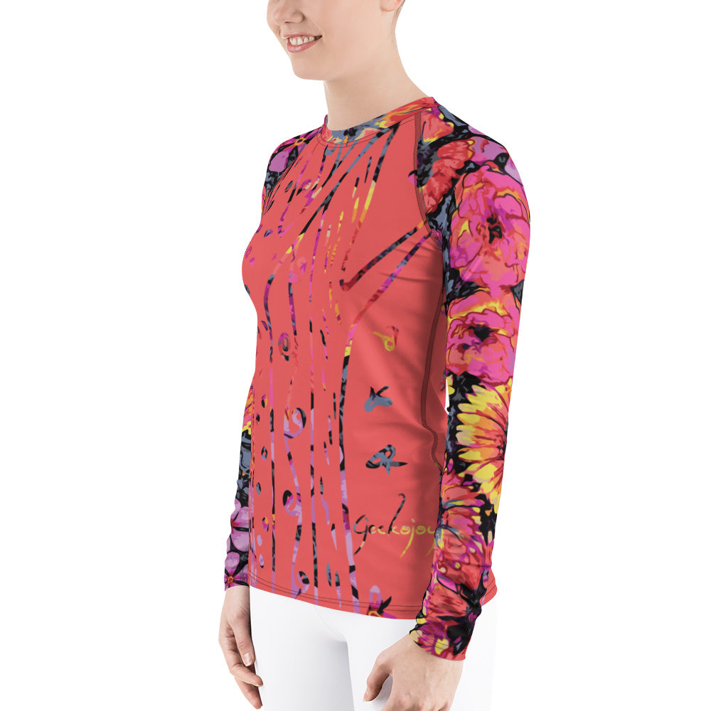 Floating Flowers Women's Rash Guard-Geckojoy