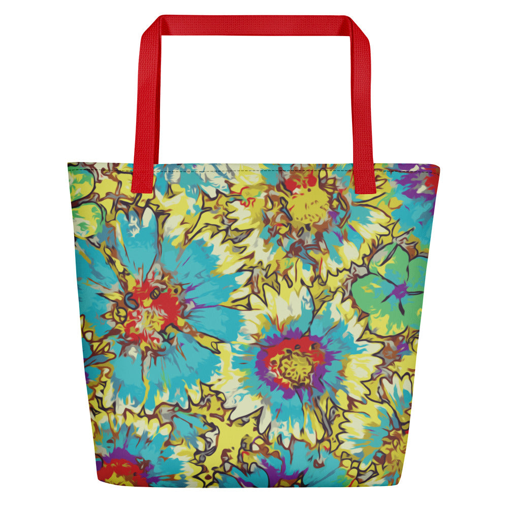 Painted Flowers Beach Bag-Geckojoy