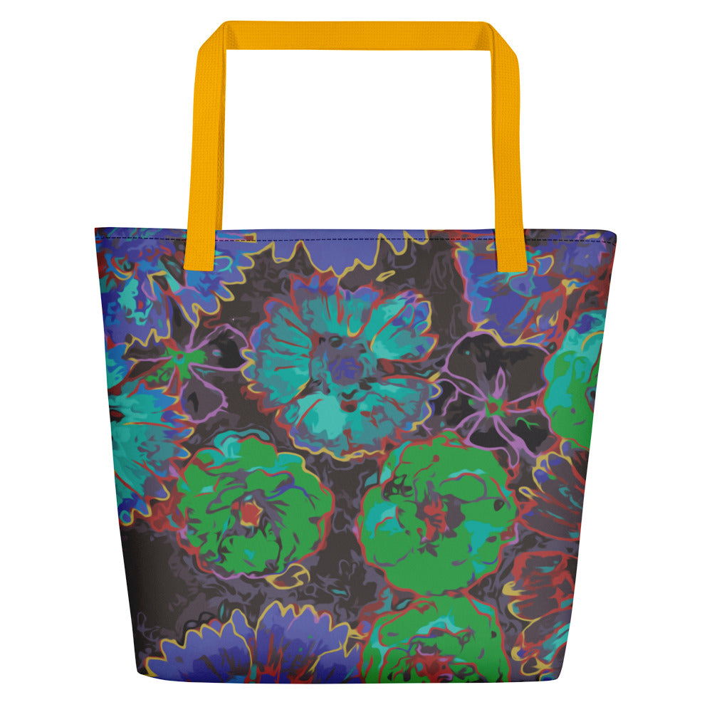 Ultramarine Flowers Beach Bag-Geckojoy