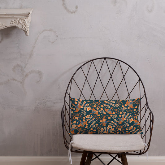 Birds of a Feather Blue Outdoor Pillow-Geckojoy