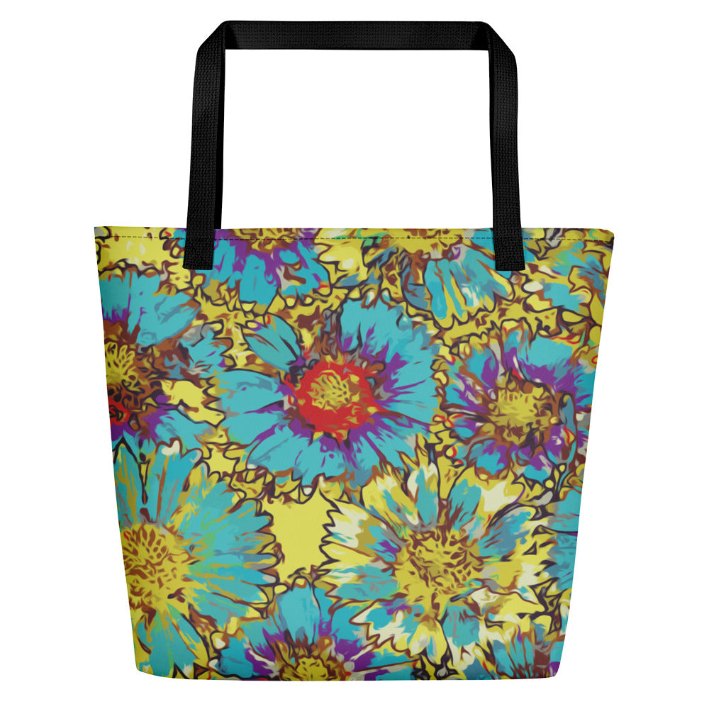Painted Flowers Beach Bag-Geckojoy
