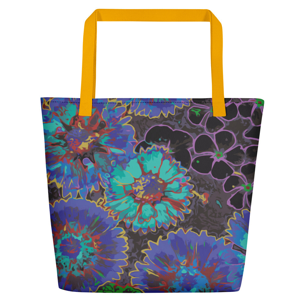 Ultramarine Flowers Beach Bag-Geckojoy