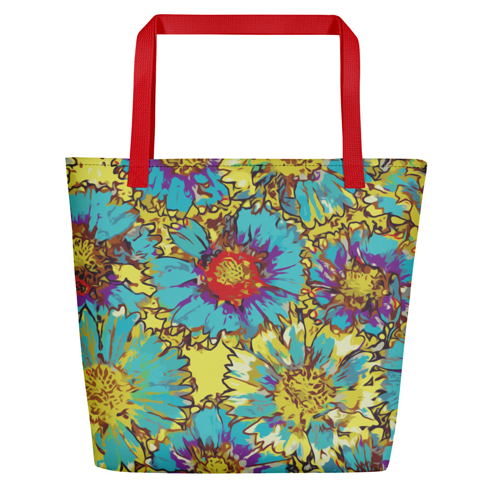 Painted Flowers Beach Bag-Geckojoy