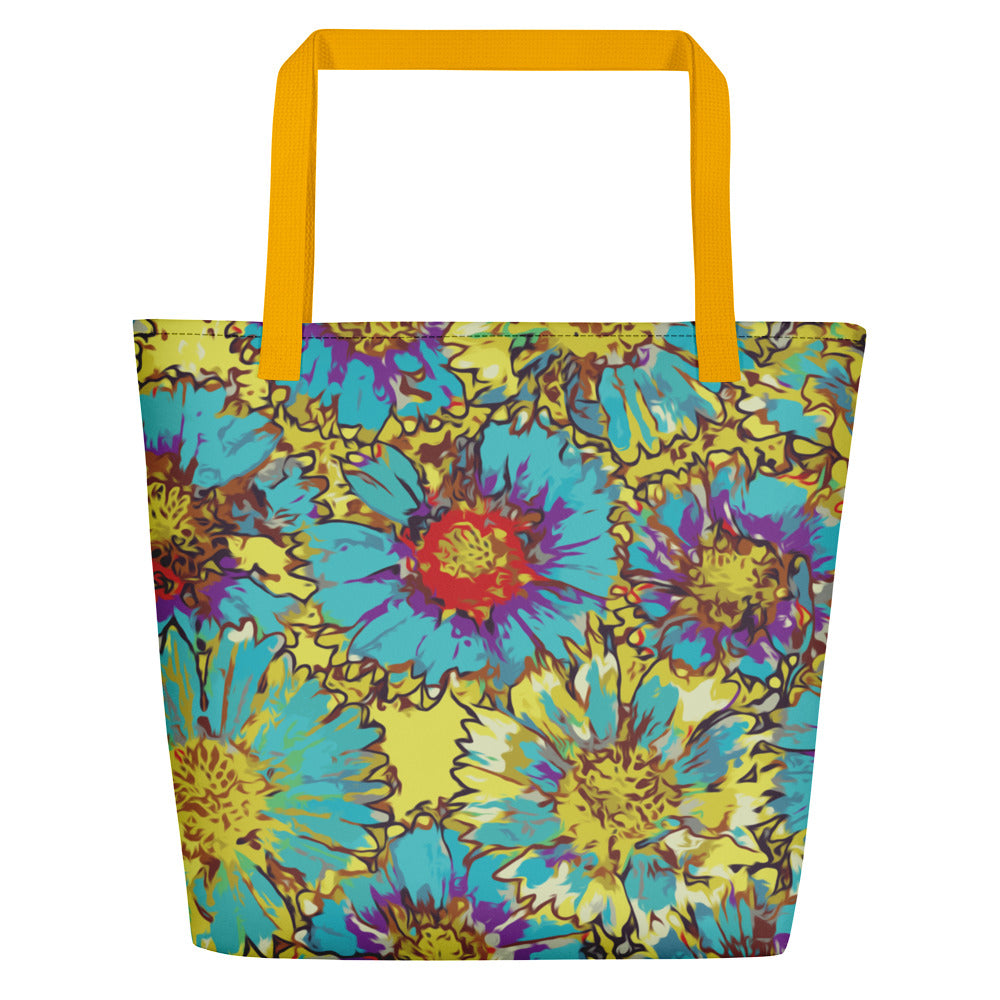 Painted Flowers Beach Bag-Geckojoy