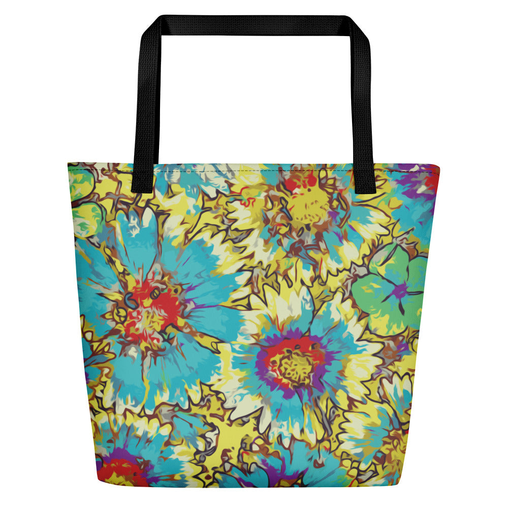 Painted Flowers Beach Bag-Geckojoy