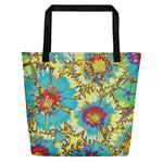Painted Flowers Beach Bag-Geckojoy