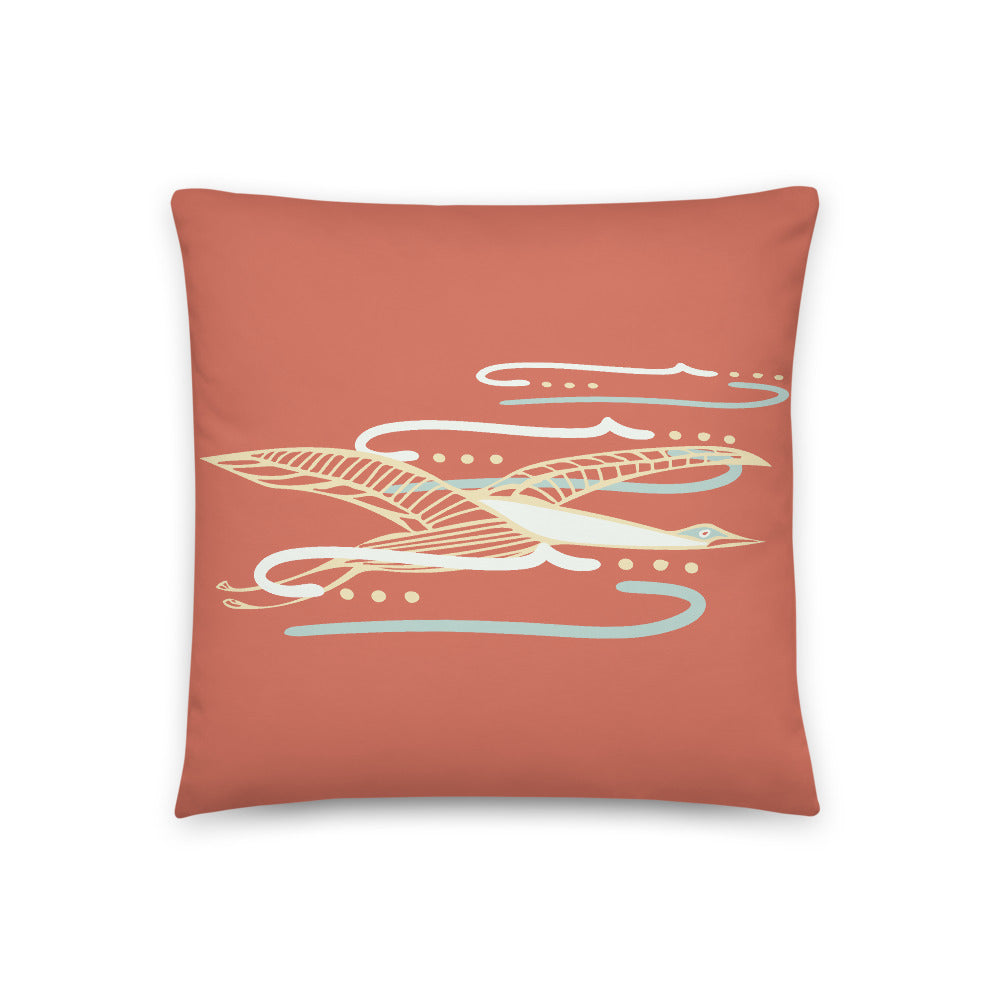 Gliding Through Blue Skies Charcoal Indoor Pillow-Geckojoy