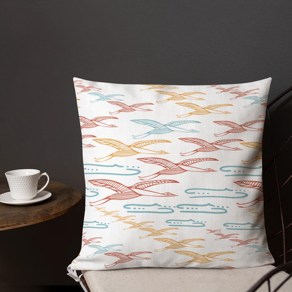 Gliding Through Blue Skies Square Outdoor Pillow-Geckojoy