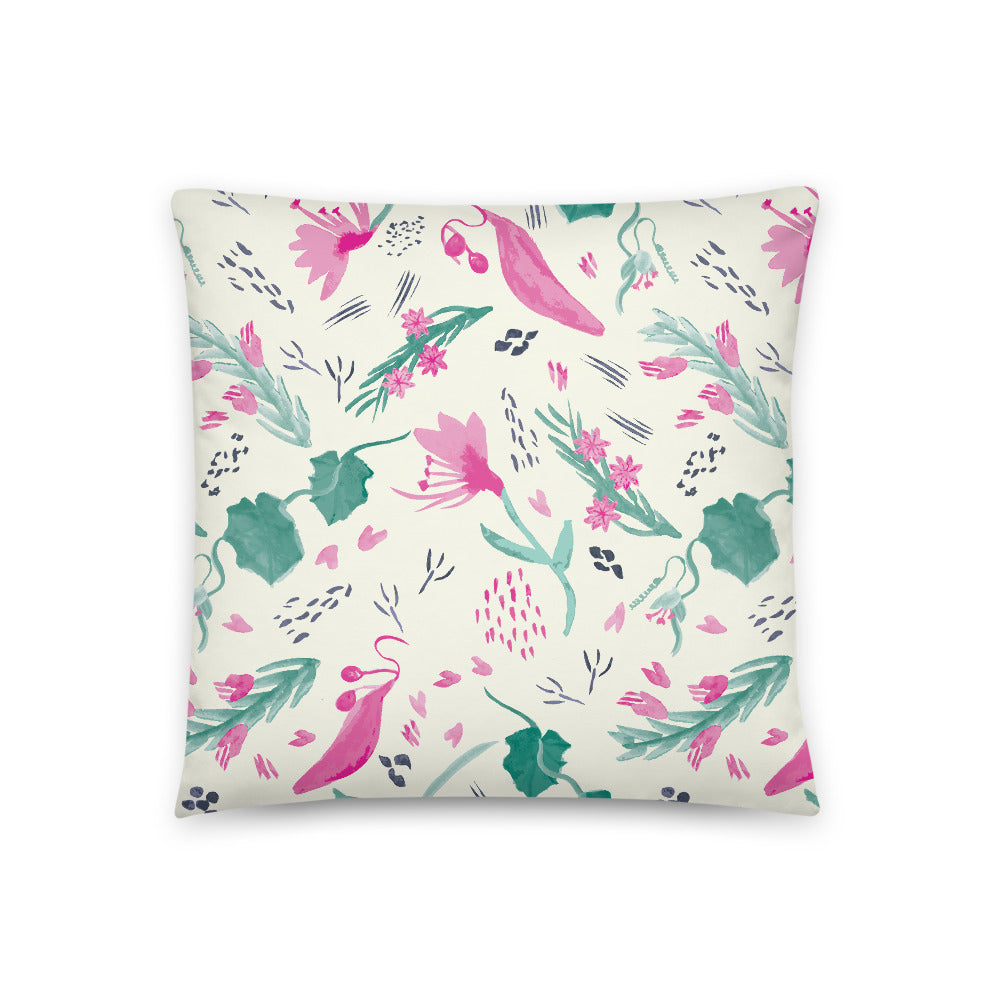 Watercolour Wildflower Indoor Pillow-Geckojoy