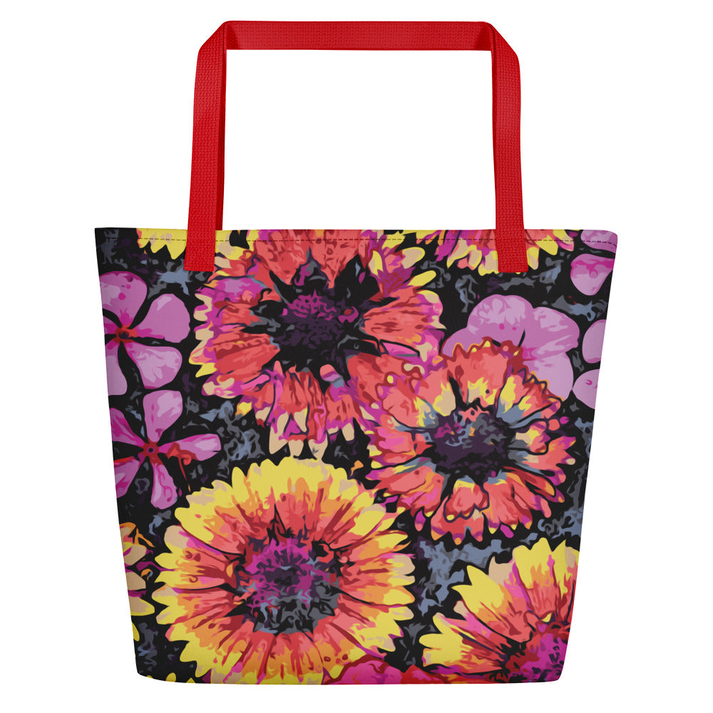 Floating Flowers Beach Bag-Geckojoy