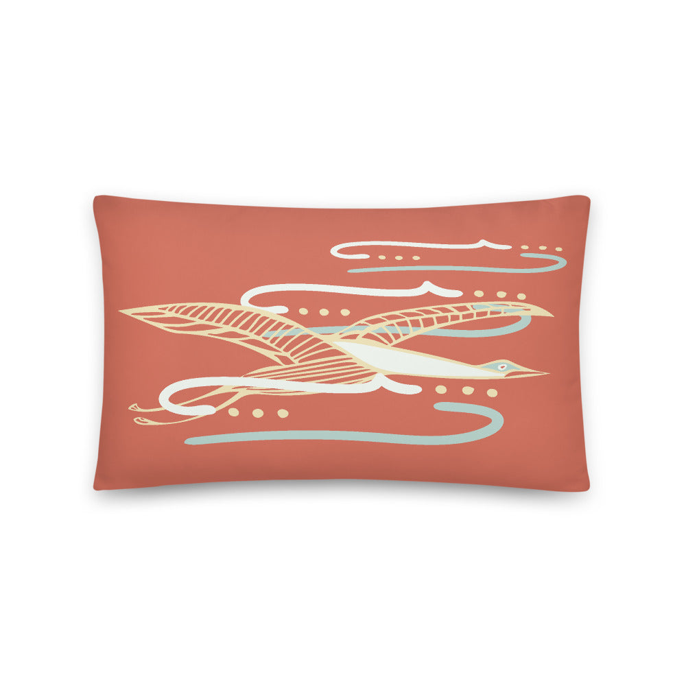 Gliding Through Blue Skies Charcoal Indoor Pillow-Geckojoy