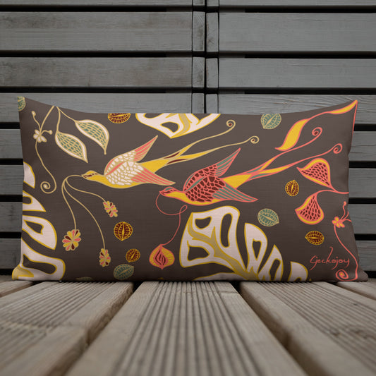 Love Birds Dark Outdoor Pillow-Geckojoy