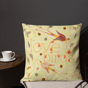 Love Birds Bright Outdoor Pillow-Geckojoy