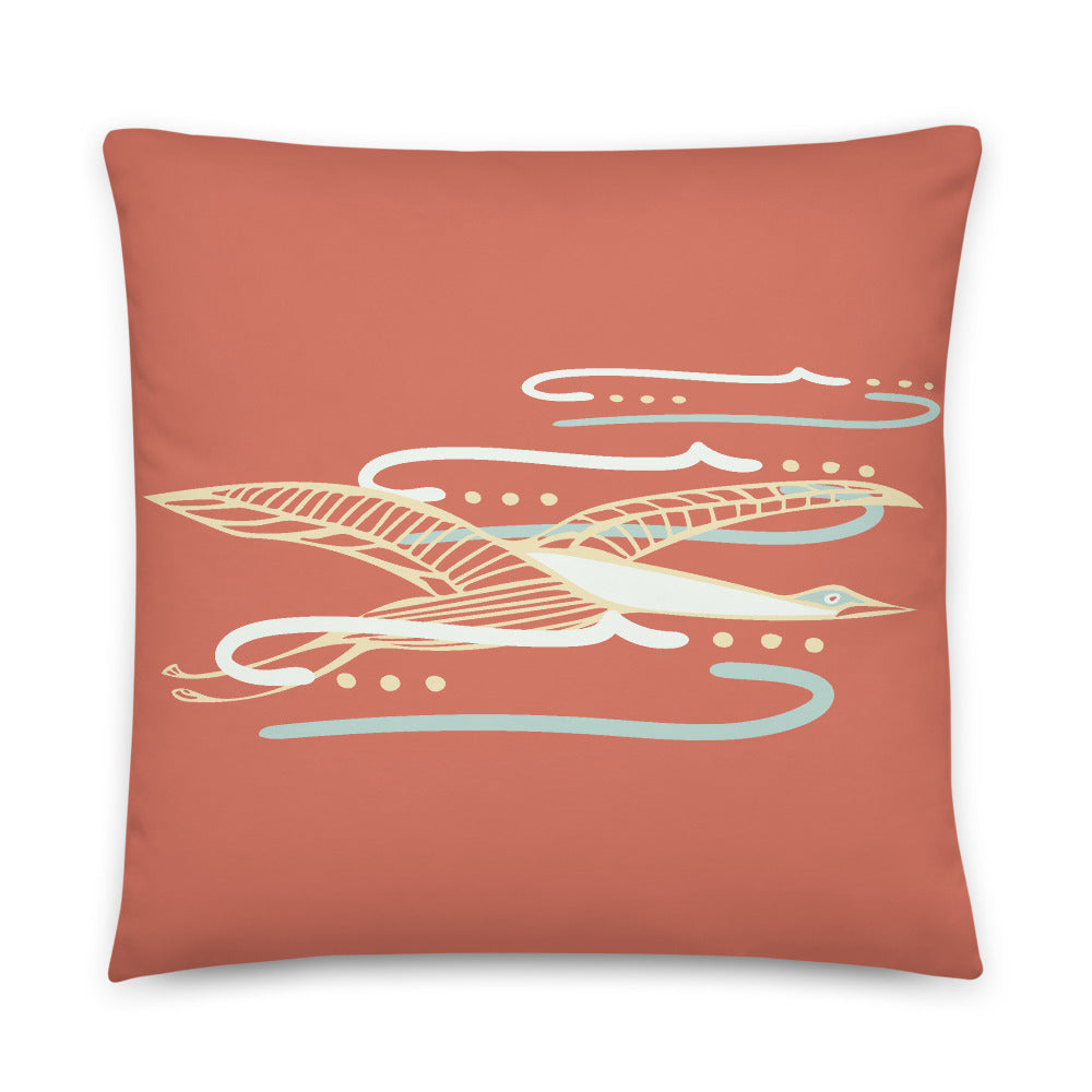 Gliding Through Blue Skies Charcoal Indoor Pillow-Geckojoy