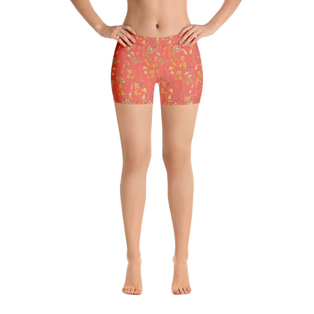 Veil of Vines - Fitted Low Waist Shorts-Geckojoy