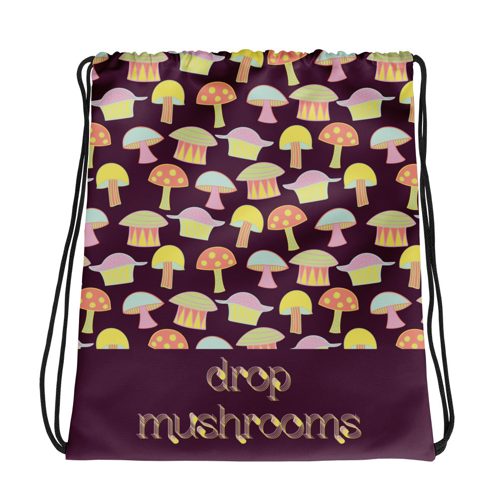 Drop Mushrooms Drawstring Bag-Geckojoy