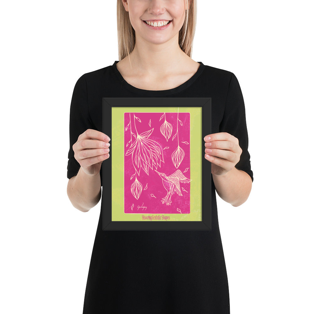 Hovering Ecstatic Shapes Framed Print-Geckojoy