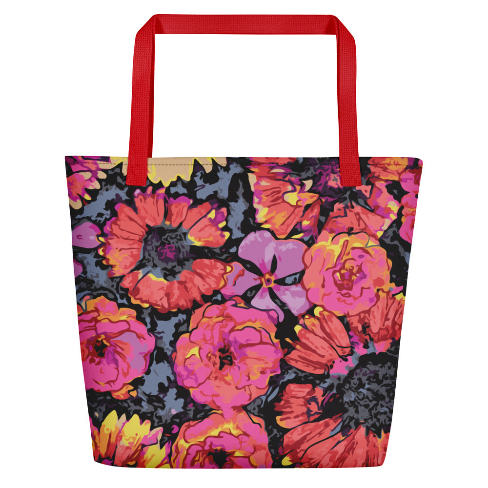 Floating Flowers Beach Bag-Geckojoy