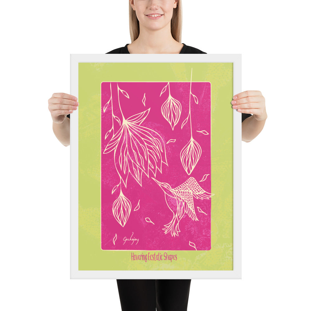 Hovering Ecstatic Shapes Framed Print-Geckojoy