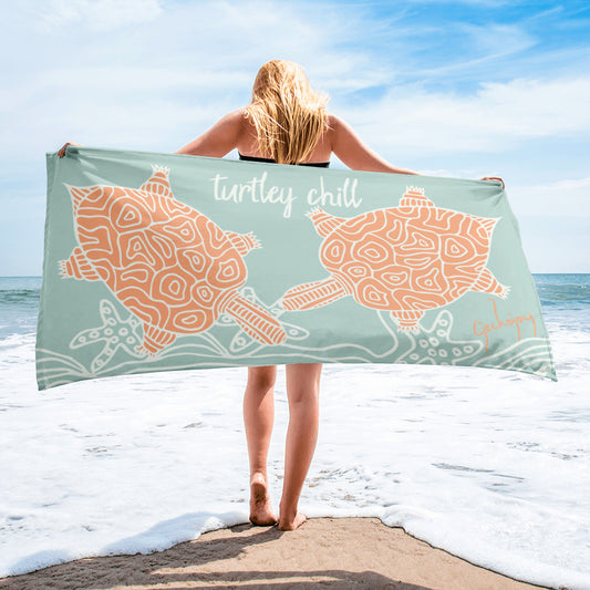 Turtley Chill Beach Towel-Geckojoy
