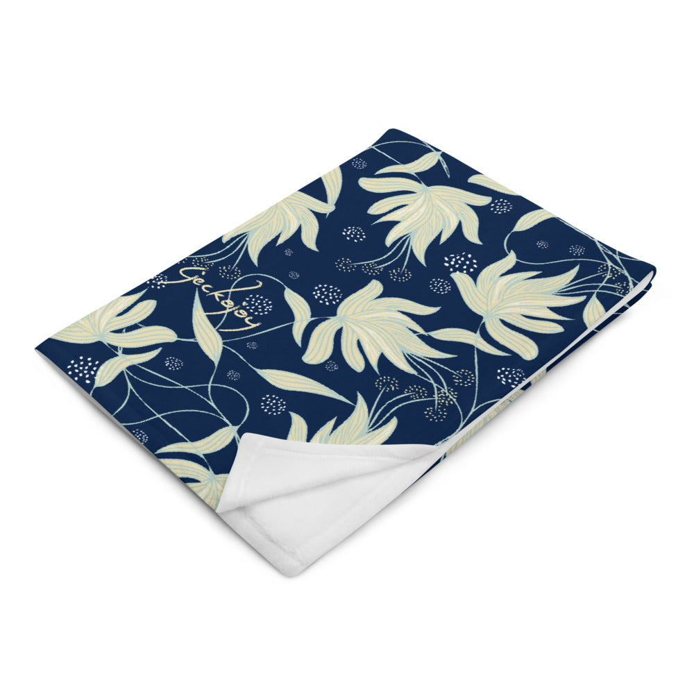 Sea Foam Hibiscus Throw Blanket-Geckojoy