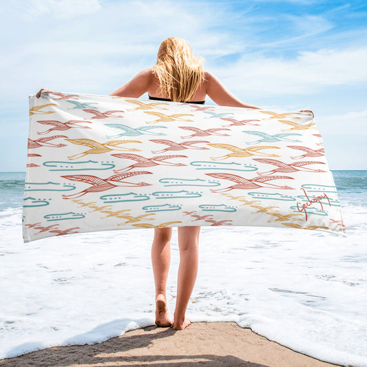 Gliding Through Blue Skies Beach Towel-Geckojoy