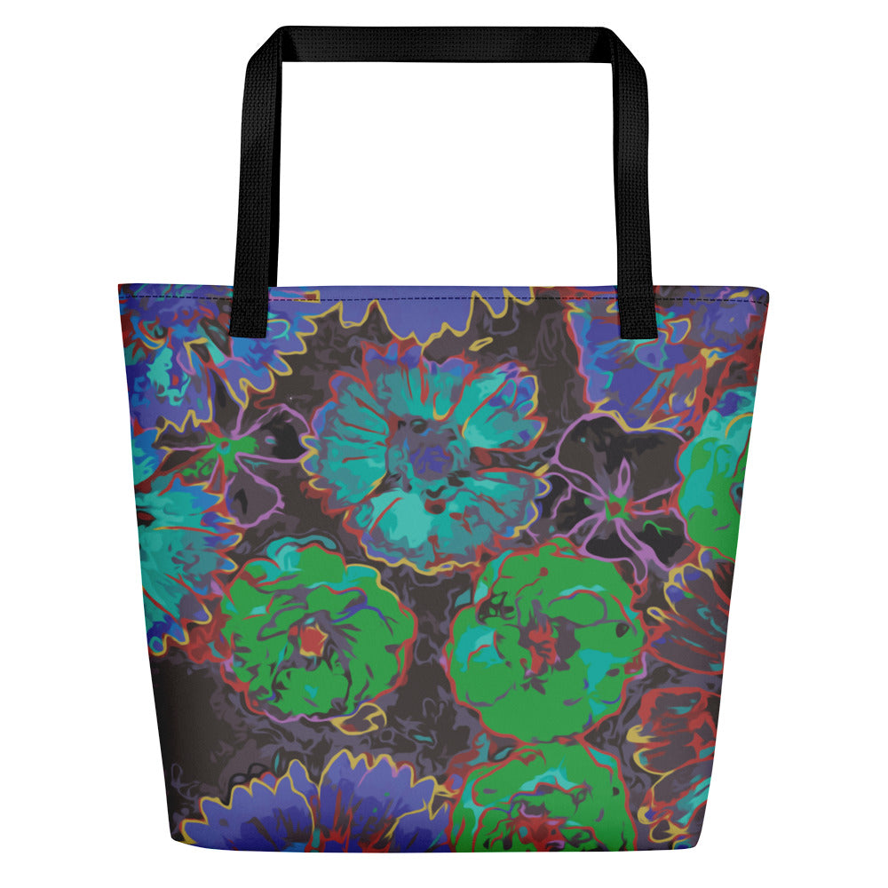 Ultramarine Flowers Beach Bag-Geckojoy