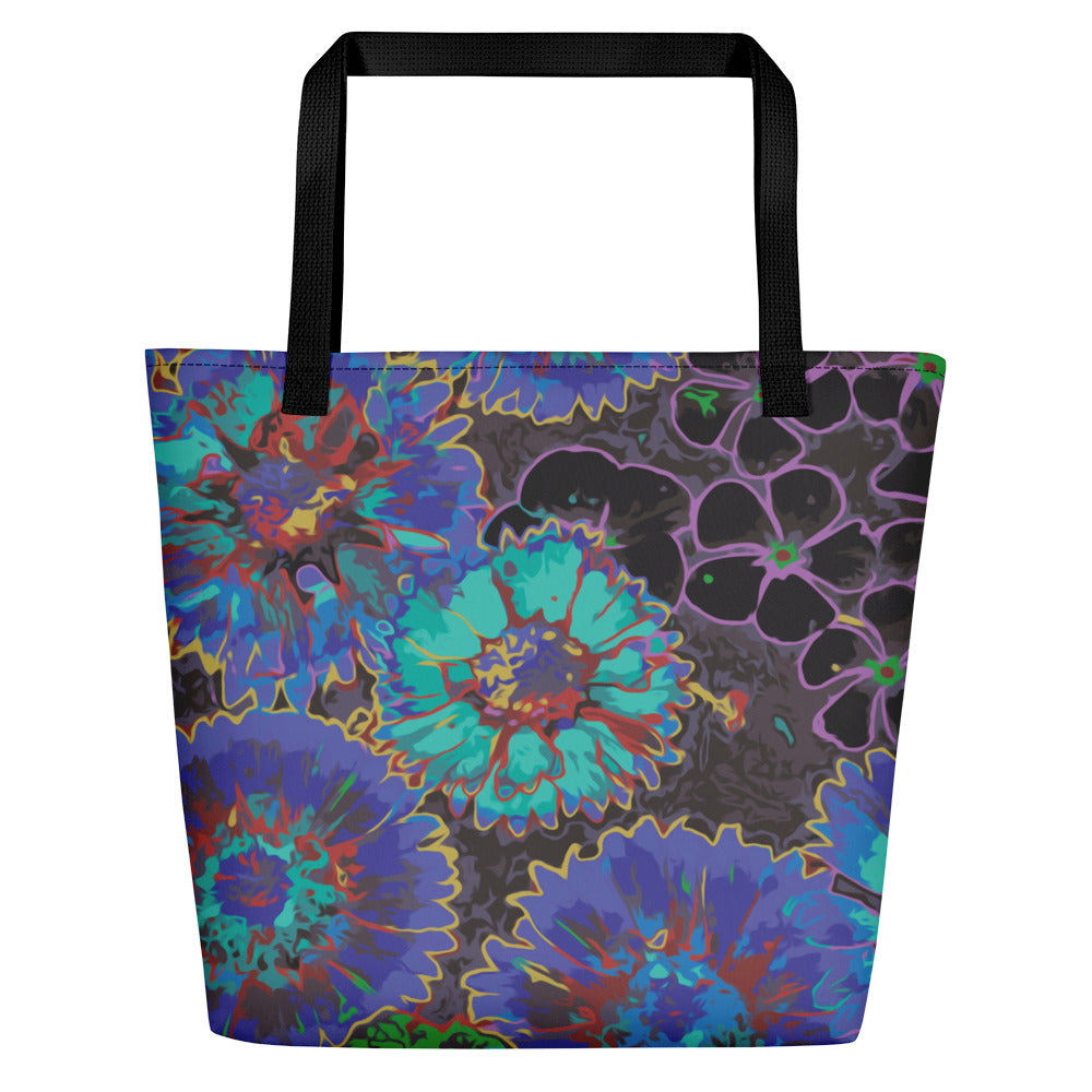 Ultramarine Flowers Beach Bag-Geckojoy