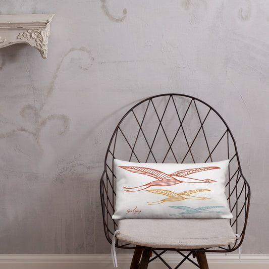 Gliding Through Blue Skies Rectangle Outdoor Pillow-Geckojoy