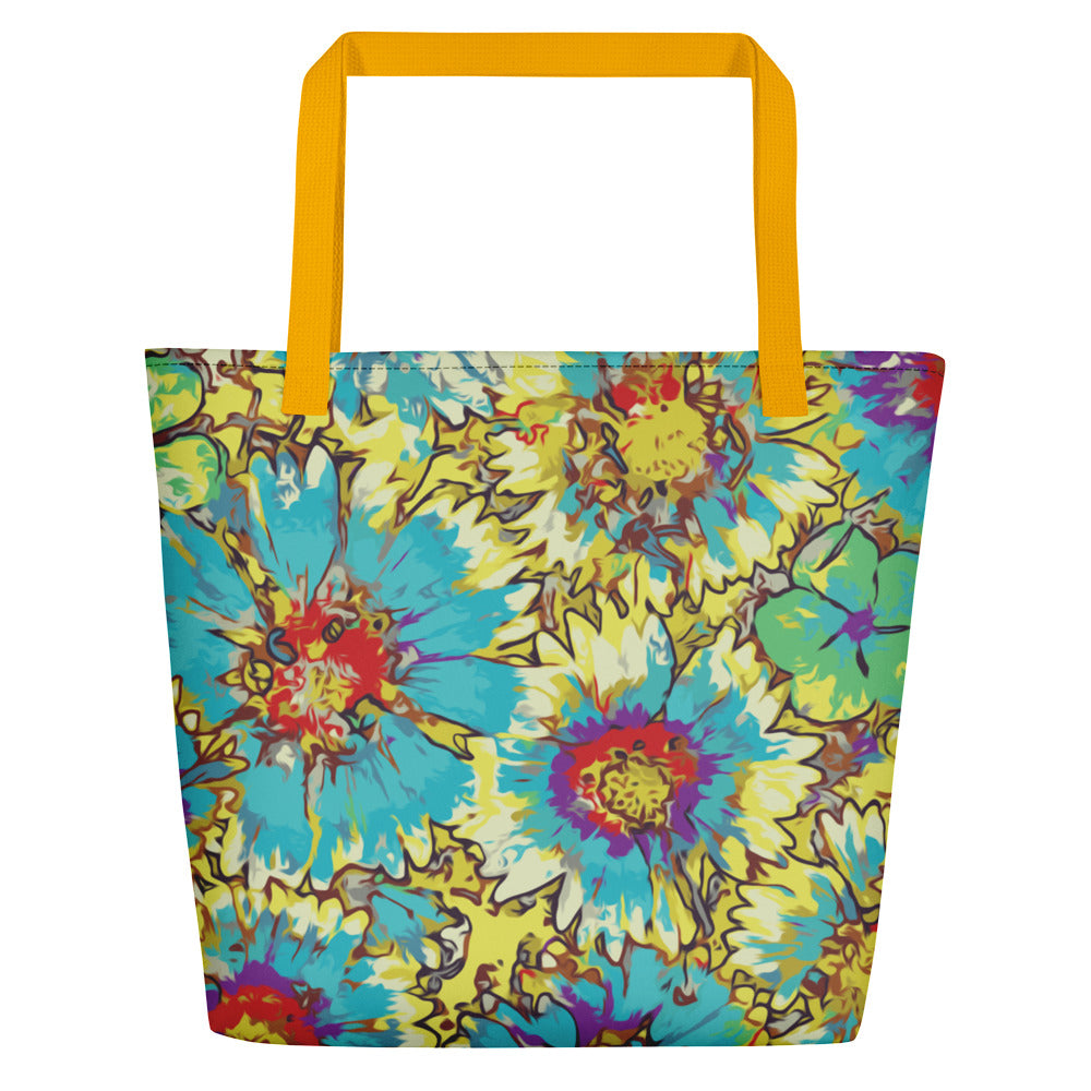 Painted Flowers Beach Bag-Geckojoy
