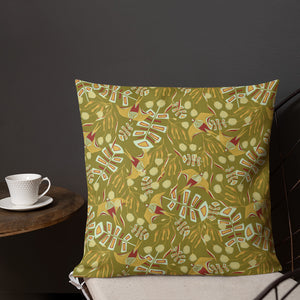 Birds of a Feather Green Outdoor Pillow-Geckojoy