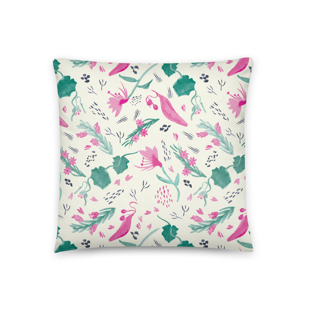 Watercolour Wildflower Indoor Pillow-Geckojoy
