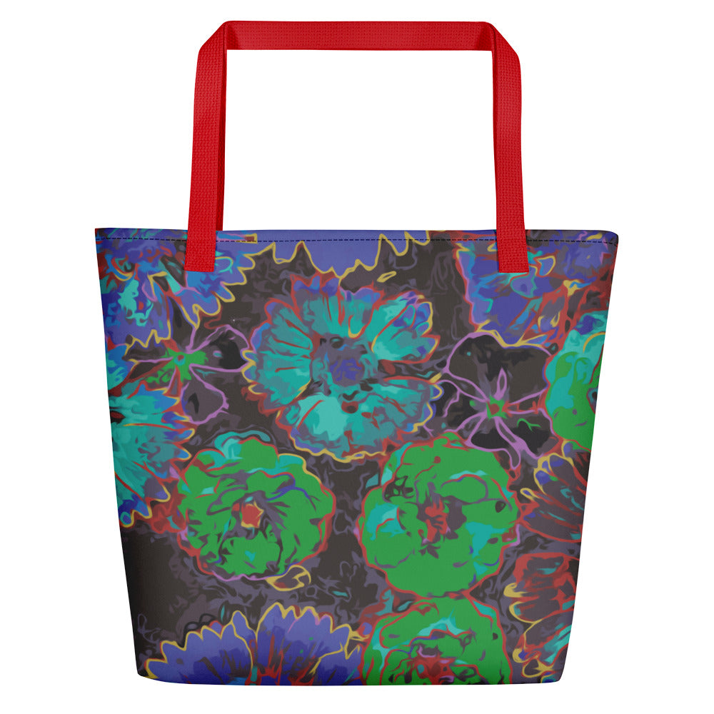 Ultramarine Flowers Beach Bag-Geckojoy