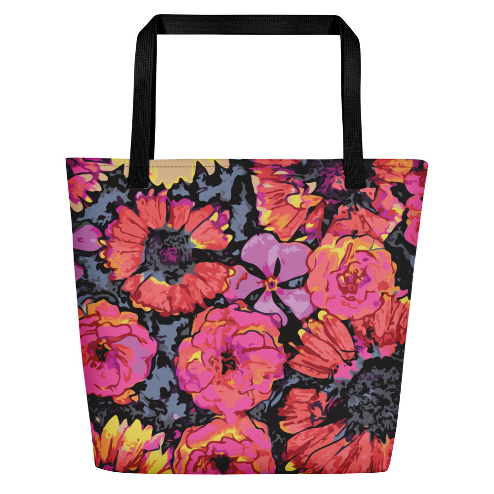 Floating Flowers Beach Bag-Geckojoy