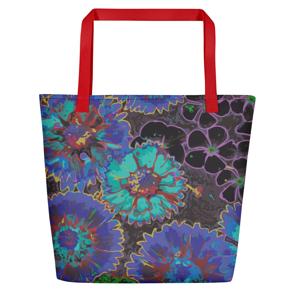 Ultramarine Flowers Beach Bag-Geckojoy