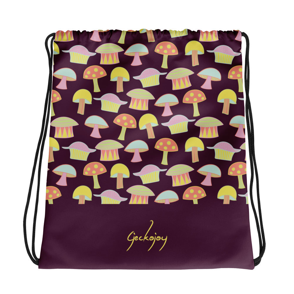 Drop Mushrooms Drawstring Bag-Geckojoy
