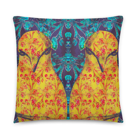 Fierce Yellow Bird Indoor Pillows-Geckojoy