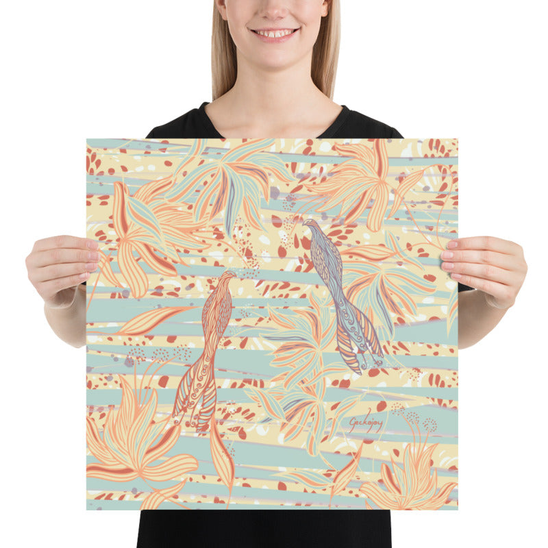 Coastal Courtyard Aqua Unframed Print-Geckojoy