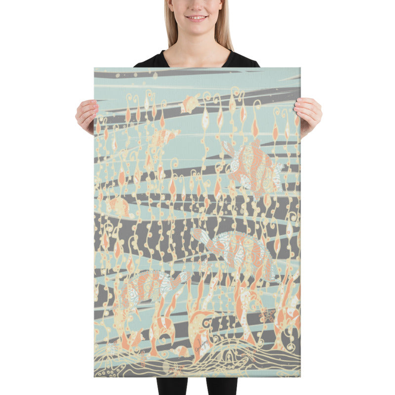 Sea Turtles Sonic Silver Canvas Print-Geckojoy