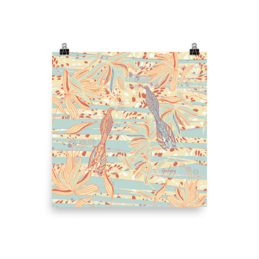 Coastal Courtyard Aqua Unframed Print-Geckojoy