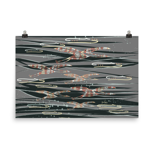 Gliding Through Blue Skies Sonic Silver Unframed Print-Geckojoy